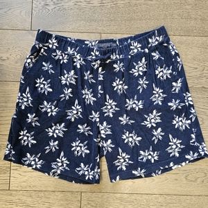 Vineyard Vines Navy Terrycloth Shorts XL - Hibiscus Floral Pattern